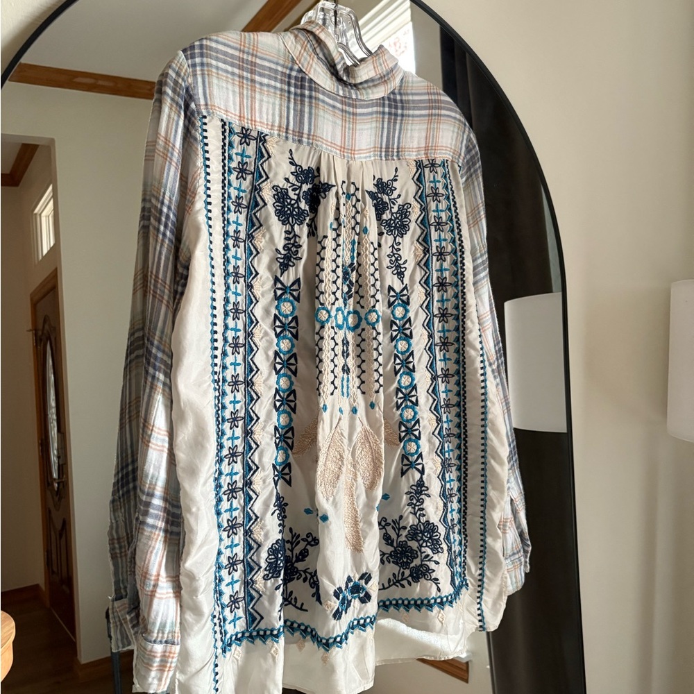 Johnny Was/3J Workshop Embroidered Plaid Shirt